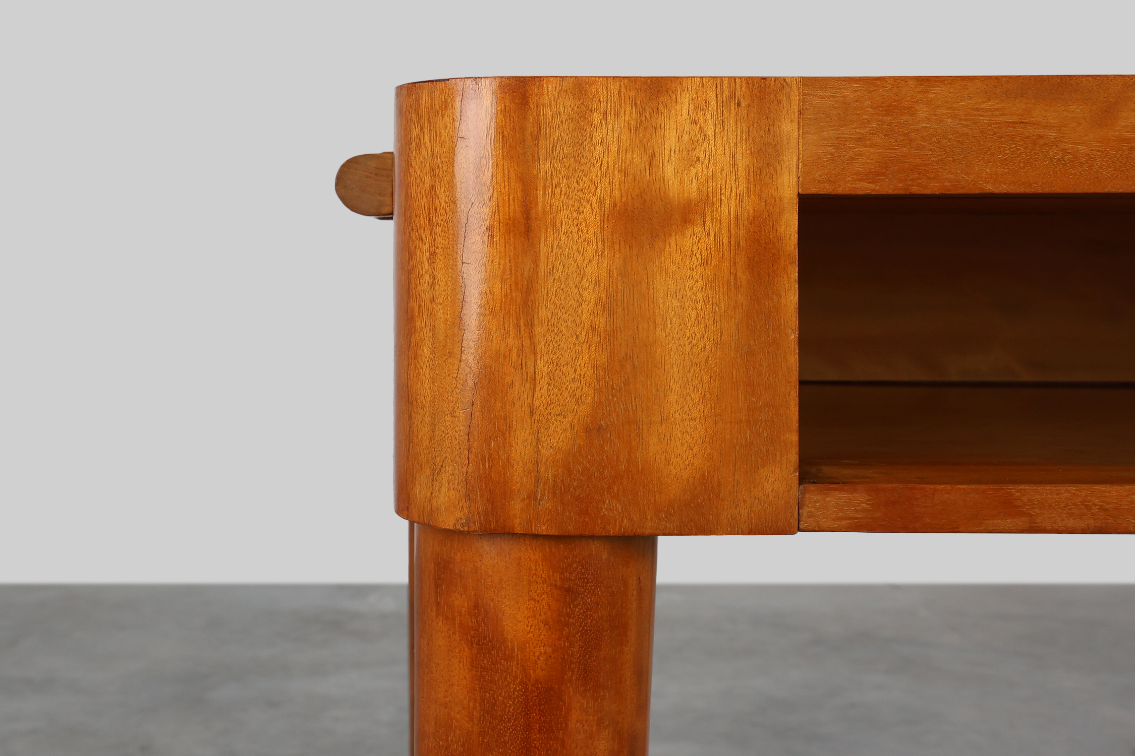 Art Deco Birch‑Veneered Side Table with Drawer, France 1920sthumbnail